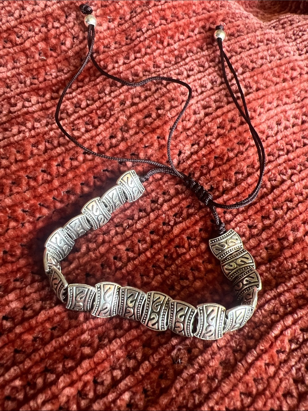 Boho Silver-Tone Beaded Adjustable Bracelet